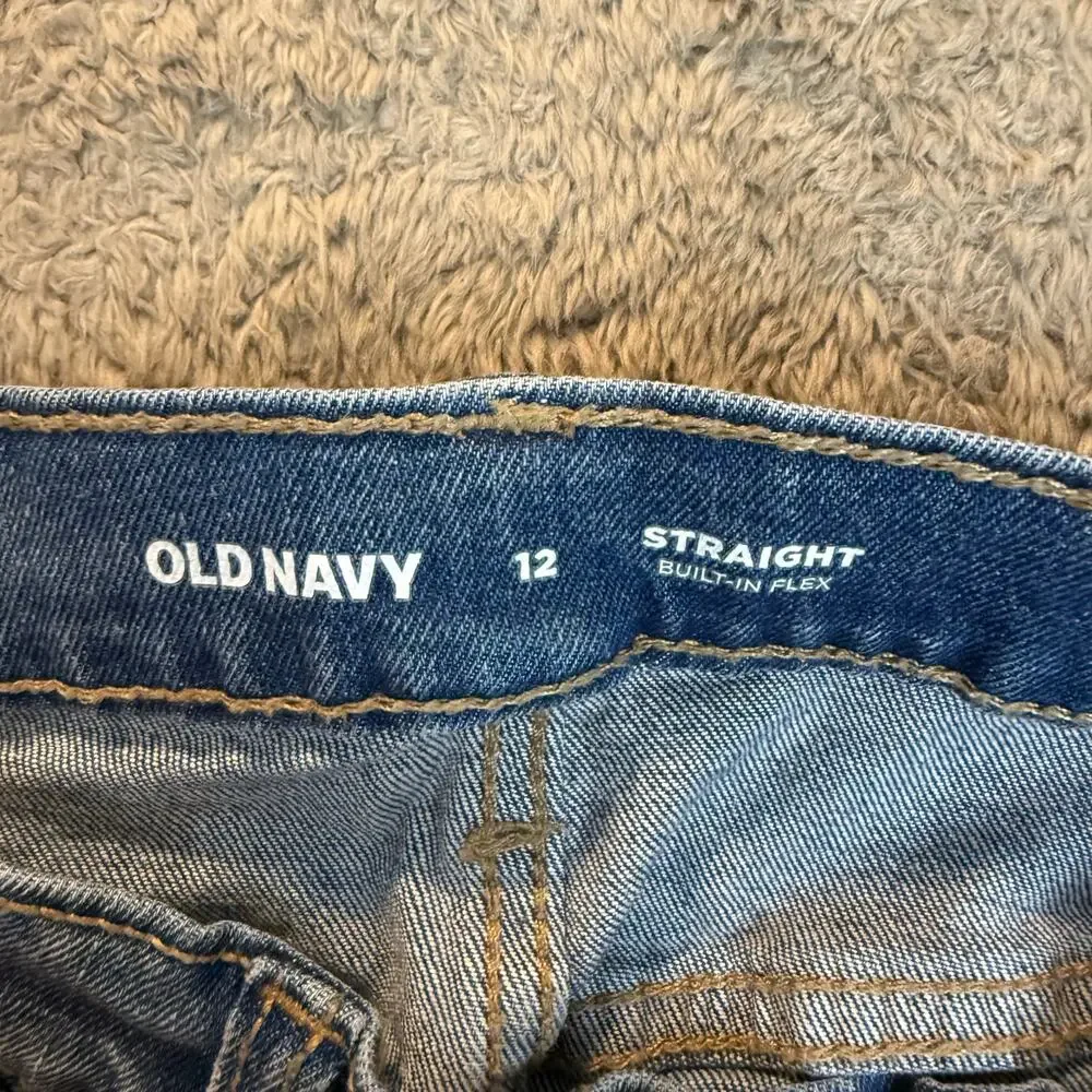 Old Navy Boys Jeans Straight Leg Built In Flex 12 Medium Wash